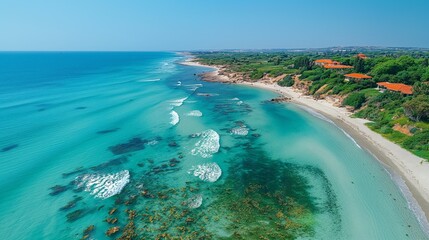 Obraz premium Serene Mediterranean Escape at Beit Yanai Beach on the Sharon Plain in Israel