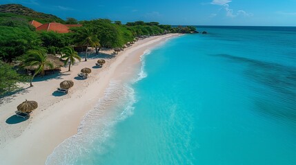 Serene Paradise at Arashi Beach, Aruba: Tranquil Minimalist Charm of Tropical Caribbean Escape
