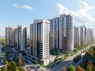 Obraz premium New luxury residential buildings, stylish office building, Premium Apartments and flat building, City building