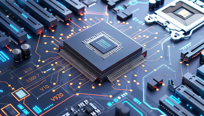 CPUs are the silent calculators of digital arithmetic, performing millions of calculations in a blink: Illustrate a CPU surrounded by numbers and equations