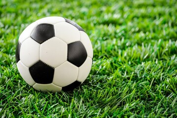 Obraz premium Classic soccer ball on vibrant green grass field