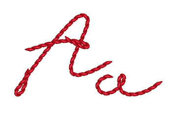 Red Rope Knitting Yarn Alphabet Letter A, PNG transparent image