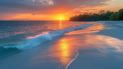 Serene Sunset at Cayos Zapatillas in Bocas del Toro, Panama