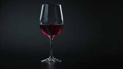 Glass of red wine on isolated black background