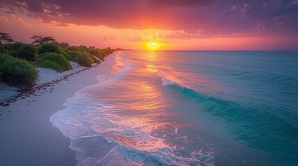 Serene Sunset at Diani Beach, Kenya - Coastal Paradise with White Sands and Turquoise Waters