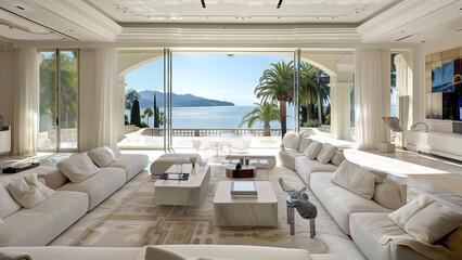 Obraz premium Elegance by the Sea: A Luxurious Living Room in Nice