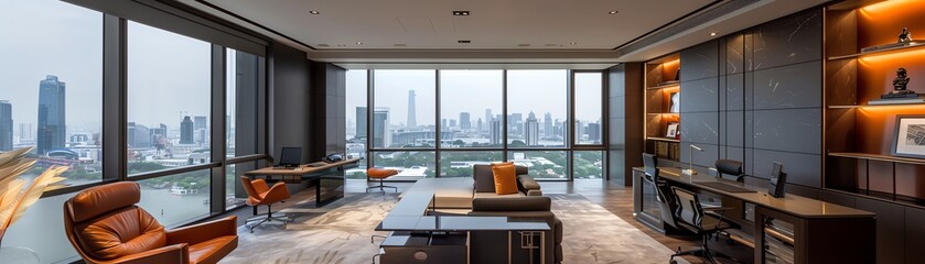 Fototapeta premium Corporate office blending Modernist elegance and modern simplicity