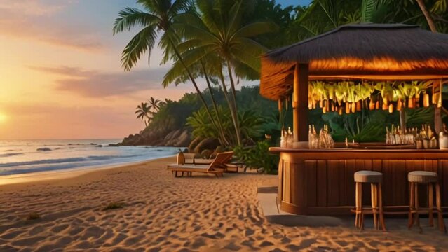 Mini bar in the beach,  smooth looping video.