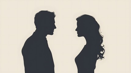 Fototapeta premium Elegant Silhouette of Man and Woman Facing Each Other, Situationship_2