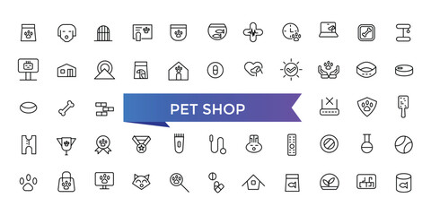 Pet Shop Icon set with editable stroke collection for web and ui. Line icons pack. Vector illustration.