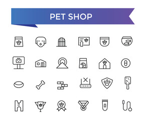 Pet Shop Icon set with editable stroke collection for web and ui. Line icons pack. Vector illustration.
