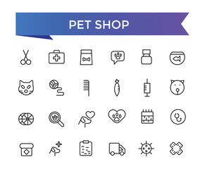 Pet Shop Icon set with editable stroke collection for web and ui. Line icons pack. Vector illustration.