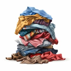 Dirty clothes pile flat icon. Doodle laundry day pile minimal symbol. Crumpled apparel garment heap