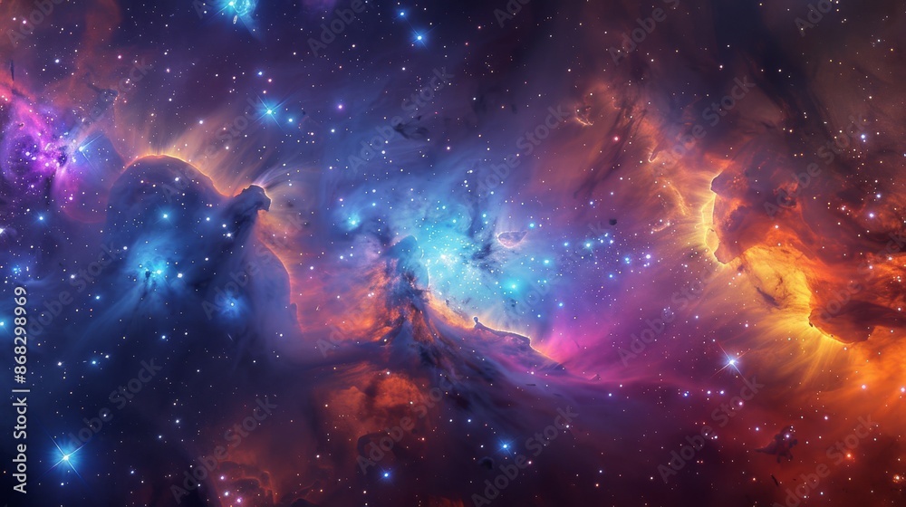 Canvas Prints stunning view of a distant galaxy, filled with bright stars and colorful nebulae generative ai