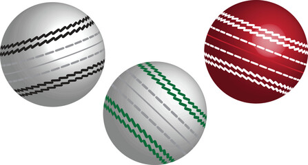 Cricket three Ball Set White and Red