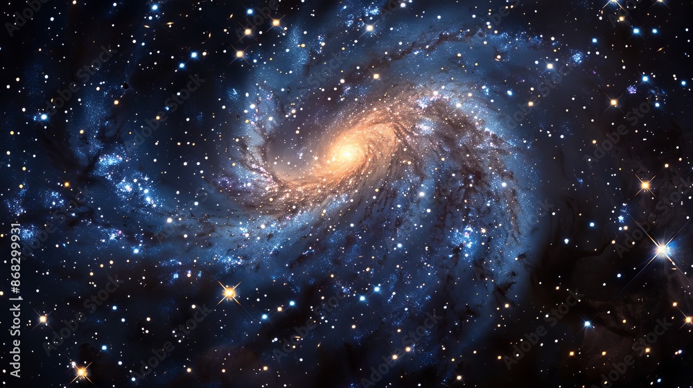 Wall mural expansive galaxy with swirling arms of stars and interstellar clouds generative ai