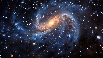 Obraz premium expansive galaxy with swirling arms of stars and interstellar clouds Generative AI