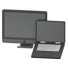 Fototapeta premium monitor and laptop 3D Icon Illustration