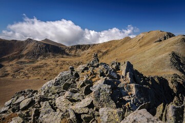 Engorgs Cirque seen from Pic d'Engorgs summit in autumn (Cerdanya, Catalonia, Spain, Pyrenees)