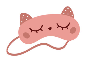 Vector illustration of cute sleeping mask with cat ears and closed eyes
