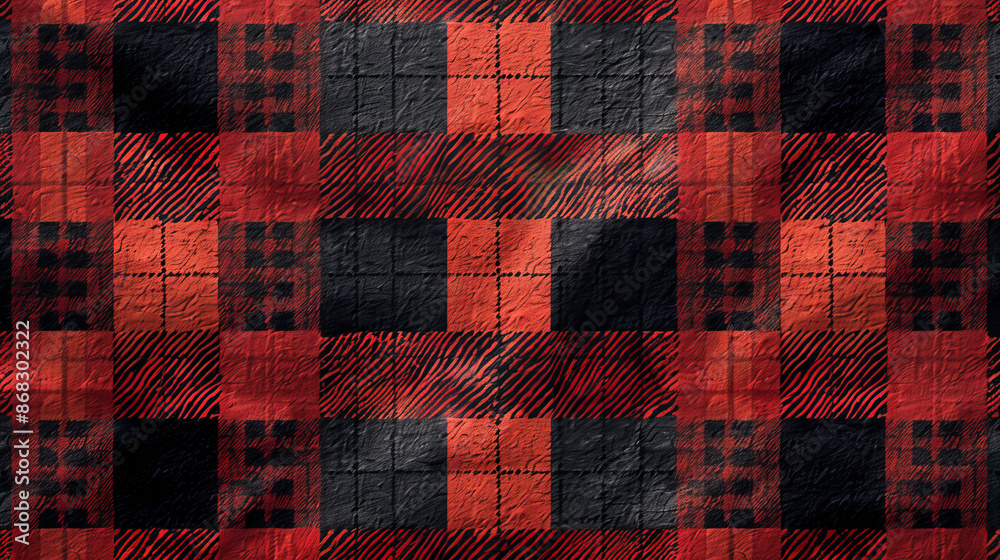 Wall mural Red and Black Plaid Pattern - Wall murals