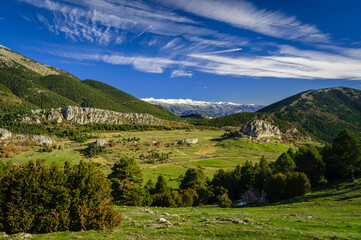 Meadows around the abandoned village of Peguera in autumn (Bergued&agrave;, Catalonia, Spain, Pyrenees)