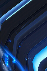 Obraz premium Abstract neon background, stage with rays and spotlights, futuristic modern blue.