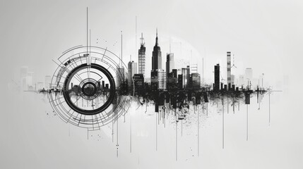 Fototapeta premium Abstract future city. Technology background. Digital illustration. 3D renderingv