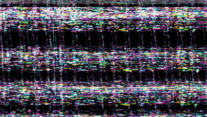 Digital errors on the screen. Colorful stripes noisy television screen