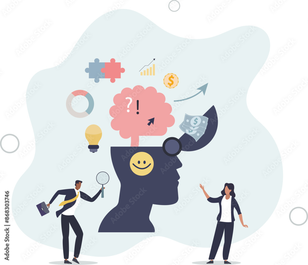 Wall mural genius and smart scientist with bright and talented mind.academical knowledge brain with creative sk