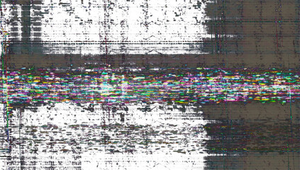 Digital errors on the screen. Colorful stripes noisy television screen