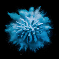 Colored powder explosion. Abstract closeup dust on backdrop. Colorful explode.