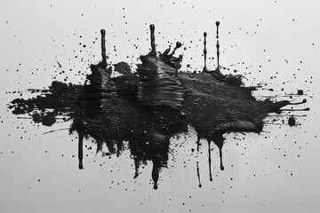 Black ink splash on a white background vector illustration, with white space in the center of the composition, in a flat design style, created in the style of Adobe Illustrator, with high resolution
