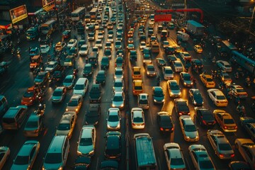 traffic jam at night full of cars