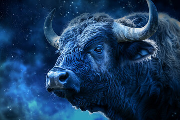 Naklejka premium Stunning image of Taurus zodiac sign, featuring its symbolic bull and earthy elements in rich, vibrant colors.