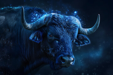 Naklejka premium Stunning image of Taurus zodiac sign, featuring its symbolic bull and earthy elements in rich, vibrant colors.