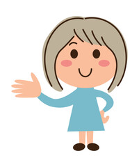 右手で案内する女子