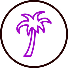 Palm Tree Vector Line Purple Circle Black