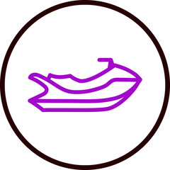 Jet Ski Vector Line Purple Circle Black