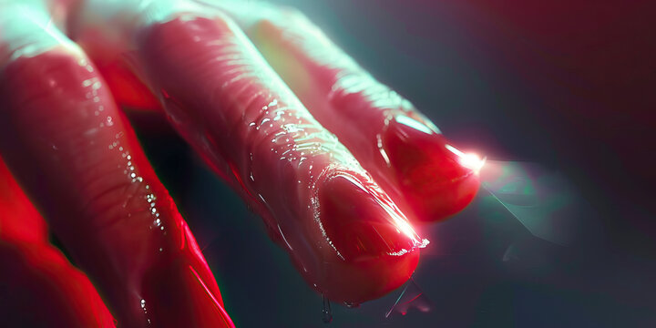 Hangnails are the tiny nicks of discomfort, snagging on everything: Visualize a person with a hangnail, the skin around their nail red and irritated, symbolizing the annoyance of a hangnail