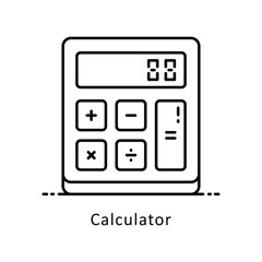 Calculator vector  outline icon style illustration. Symbol on White background EPS 10 File