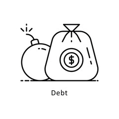 Obraz premium Debt vector outline icon style illustration. Symbol on White background EPS 10 File