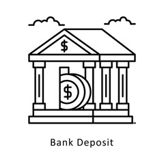 Bank Deposit vector  outline icon style illustration. Symbol on White background EPS 10 File