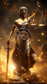 statue of god Themis Lady Justice is used as symbol of justice within law firm demonstrate truthfulness of facts and power to judge without prejudice. hemis Lady Justice symbol of honesty and justice.