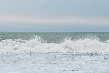 Beautiful sea wave and morning sky, natural landscape background