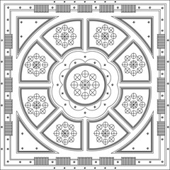 Sketch illustration silhouette vector drawing detail design ornament frame baground rosette symbol logo classic vintage ethnic traditional abstract