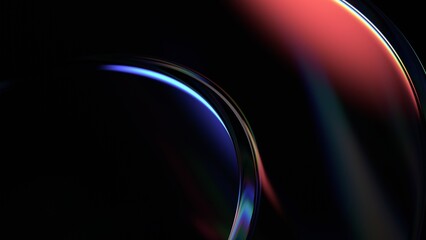 Abstract iridescent shape, dark background design, 3d render