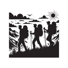 Hiker Silhouette, Mountain Climber Adventure Silhouette