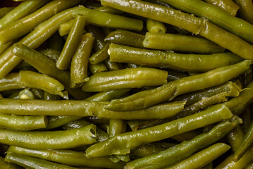 Boiled green bean pods with salt and spices