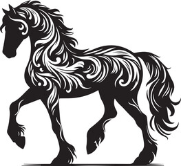 horse silhouette isolated on white